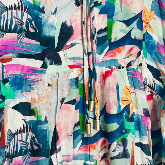 Chufy Addi “My Aussie Days” short sleeve long tropical fish print dress XS NWT - Picture 11 of 16